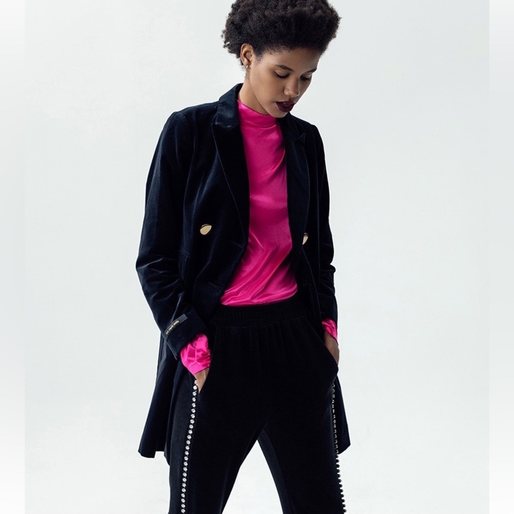 Women's Velvet Blazer Jackets & Coats - midnight blue
